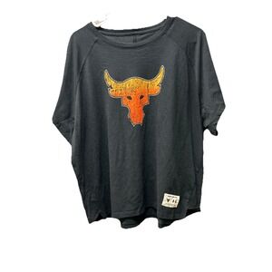 Under Armour Project Rock Iron Paradise Tour Shirt Women's XL Black Cotton Loose